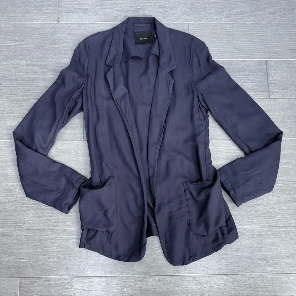 Aritzia Talula Kent Blazer Jacket 2 Open Front Lightweight Drapey Purple Casual - Picture 12 of 13